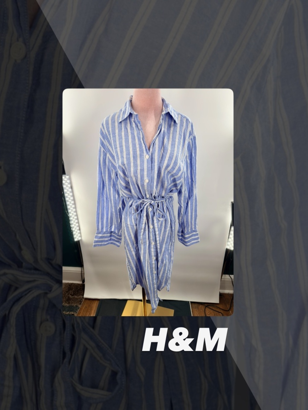 EUC H&M Striped Linen Blend Dress